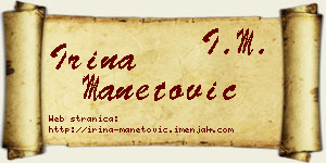 Irina Manetović vizit kartica